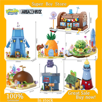 Areax Spongebob Bikini Bottom Building Block World Series 6pcs Building Blocks Blind Box Toy Desktop Decoration Kids Fans Gift