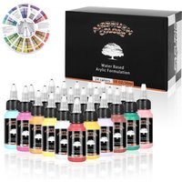 SAGUD Airbrush Acrylic Paint Sets with Color Wheel 24*30ml Water Based Ready to Airbrush Paints for Clothes Shoes Model Leather
