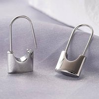 Huitan Special Design Women Stainless Steel Hoop Earrings Lock Shaped Fashion Versatile Accessories for Party Daily Lady Jewelry