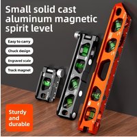 Solid Cast Aluminum Spirit Level, High Precision Strong Magnetic V-Groove Magnet Track Angle Finder for Construction