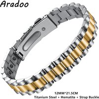 Titanium Steel Hematite Magnetic Energy Link Bracelet Stainless Steel Fashion Jewelry