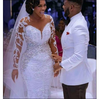 Customized Spaghetti Strap Lace Appliques Mermaid Wedding Dress Sweep Train Robe De Mariรฉe Vintage Bridal Gown