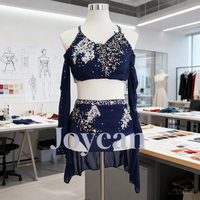 Joycan Lycial Dance Dress Navy Diamond Ballet Dance Dress Customized Pole Dance Dress Competition Performance JC303