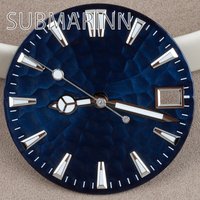 28.5mm NH35 Dial Water Ripple Watch Dial Hands Green Luminous For Datejust Mod NH35/NH36 Movement Modified Replacements Parts