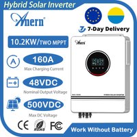 Anern 10.2KW/6.2KW Solar Hybrid Inverter Build-in MPPT 160A 24V/48V Solar Battery Charge Controller BMS Pure Sine Wave Inverter