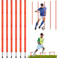 6PCS 6FT Adjustable Soccer Agility Training Poles Detachable Sports Training Speed Sticks Slalom Training Set for Soccer Drills