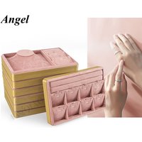 High-grade Metal-edged Jewelry Tray Inside Sufiber Velvet Jewelry Tray Necklace Ring Pendant Bracelet Storage Display Tray
