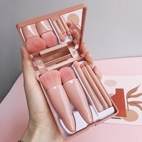 1/2set Portable Makeup Brush Set with Mirror Multifunctional Beauty Tool Set for Eyeshadow Face Powder Soft Brushes Travel Kit