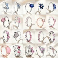 2026 New 925 Silver Pink Blue Butterfly Sister Love Ring, Suitable for Original Wedding DIY Jewelry Gifts Women