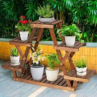 6 Tier Pine Wood Plant Stand Triangle Outdoor Indoor Flower Pots Holder Shelf