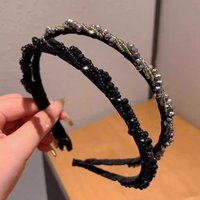 New Black Hairpin for Women, Korean Style Bright Diamond Wrapped Crystal Headband, Fashionable and High-End Headband Accessories
