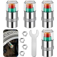 4Pcs 2.2Bar 32-to-35 PSI Car Tire Pressure Monitor Valve Stem Caps Sensor Indicator Easy to Read 3 Color Eye Alert