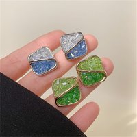 New Shiny Summer Contrasting Crystal Earrings for Women Luxury Simple Versatile Girls Earrings Elegant Statement Jewelry