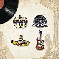 2026 New Rock Band Vintage Cross Enamel Pin Rainbow Electric Guitar Apple Help Brooch Rock Music Jewelry Pins Gift for Friends