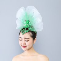 Creative Elegant Dance Veil Brim Hats Stage Performance Yangko Folk Dance Headdress Dance Hair Flowers Hair Accessories