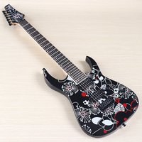 7 String 39 Inch Electric Guitar Solid Okoume Body Maple Neck Black Color High Gloss Guitarra Good Handicraft with Bag