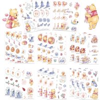 8/16Sheets Disney Winnie the Pooh Cartoon Puzzle Sticker DIY Phone Laptop Luggage Skateboard Graffiti Decals Fun for Gift
