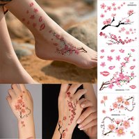 3pcs Flower Fake Tattoo Stickers for Hand Arm Chest Sakura Pattern Waterproof Temporary Tattoos for Women Body Art Leaf Tatoo