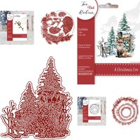 Festive Bird Song Frosted Pine Cone Metal Cutting Dies Slimline Essentials Scrap Booking Card Stencil Cut Die for DIY Handmade