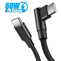 PD 60W Type C To Type C Fast Charging Cable 90 Degree Elbow Phone Charger USB C Data Cord For iPhone 17 16 Samsung Xiaomi Huawei