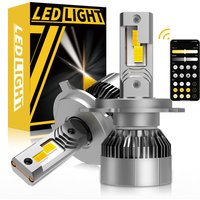 2PCS CANBUS APP Control H4 LED 9003 HB2 Hi/Lo Car Headlight Bulbs Mini Turbo 3000K 4300K 6000K 3 Colors Fog Light WIHT FAN