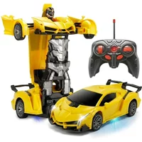 2 in 1 RC Transforming Car Robot Remote Control Deformation Racing Vehicle One Key Auto Transformation Drift Toy for Boys Gift