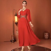 Eid Gorgeous Dress Women Abaya Ramadan Hand-stitched Diamond V Neck Muslim Long Party Dresses Vestidos Lagos Caftan Jalabiya
