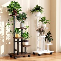 Mobiles Eisen-Pflanzenregal Mehrstöckiges Rollbares Pflanzenregal Blumentopfhalter für Innen und Außen Balkon Wohnzimmer Pflanzenständer