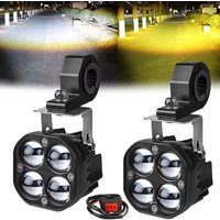 Motorcycle Spotlights Motorbike Led Auxiliary Headlight 200W 40000LM Dual Color Fog Lamps for Suzuki Car Trucks SUV Accessories