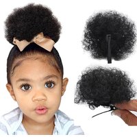 2Pcs Toddler Girls Synthetic Afro Puff Hair Buns Kinky Curly Hair Updo Donut Chignon for Girls Kids Children Babies Black Wig
