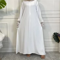 Women Eid Muslim Dress Abaya Ramadan Morocco Dresses Dubai Abayas Kaftan Vestidos Arab Long Robe Lace Solid Color Belt 2025