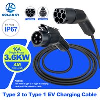 Kolanky 3.6KW EV Charging Cable 16A 1Phase Electric Car Charger Type 2 to Type 1 EV Cable for US Type1 J1772 EVS Charging 4M