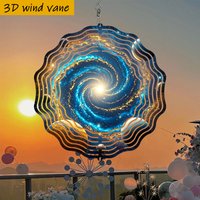 Galaxy Wind Spinner - 10" 3D Metal Windmill Decor, 360° Rotating Wall Hooks for Indoor Outdoor Garden Wedding Christmas Party, M