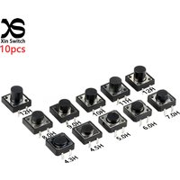 10pcs 12x12 Tact Switch Vertical 12*12*4.3/4.5/5/6/7/8/9/10/11/12/13mm Micro 4Pin Self-Reset Electronic Push Button Interruptor