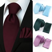 Men's Solid Color Neck Tie Set Champagne Pink Pocket Square Cufflinks As Daily Wear Wedding Suit Groom Collar Accessories Gifts