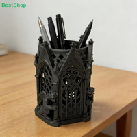 โซGothic Cathedral Pen Holder,Gargoyle Carved Desk Organizer for Office & Home Decor