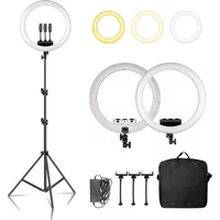 45 cm / 18 Zoll Ringlicht mit verschiedenen Stativvarianten oder ohne Stativ, 18 Zoll Ringlicht mit Stativ, Wandhalterung, 3200-6500K Fotostudioleuchte für Vlog-Videoaufnahmen, Make-up,
