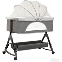 Baby Crib Portable Splicing Cradle Bed Foldable Height Adjustable Splicing and Movable Bedside Swing Cradle Bed
