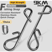 9KM Fishing Snap Clips Fishing Line Connector Knotless Snaps Stainless, 50~200Pcs Bulk