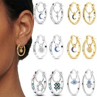 Hoop Earring 925 Sterling Silver Asymmetry Drop Earring For Woman Round Pendientes Fine Jewelry