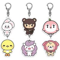 New Kpop Korean Cartoon Parhanyeol LAY OhSeHun Acrylic Keychain Fashion Lovely Pendant Photo Key Chains Fans Gifts Collection