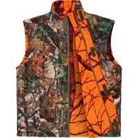 GUGULUZA Orange Camo Hunting Vest Fleece Game Waistcoat Two side Vest Sleeveless Safety Vest Outdoor Hiking Fishing Hunting