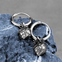 Vintage Minimalist Heart Earrings For Men Stainless Steel Fashion Creative Biker Accessories Punk Street Style Jewelry Wholesale