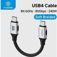 Hagibis USB 4 Cable USB C to USB C Ultra Soft 240W 80Gbps High Speed Cord Compatible with Thunderbolt 4/5 iPhone 17 Power Bank