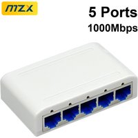 MZX Gigabit 1000Mbps Network Switch 5/8 Ports Mini Ethernet Hub RJ45 Switcher for Laptop PC Internet Networking Setup Accessory