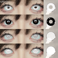 UYAAI Cosplay Weiße Linsen Halloween Farbkontaktlinsen Verrückte weiße Augenlinsen Anime Schwarze Make-up-Linsen Vampirrote Linsen