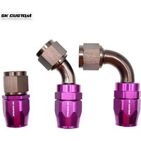 SK CUSTOM Aluminum Hose Fittings Right Angle Fittings Braided Tubing Adapters Oil Radiator Fittings AN8 AN10 45° 90° 180°