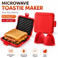 Microwave Sandwich Maker Non Stick Toastie Grill Pan With Silicone Mitts Removable Baking Plates For Fast Breakfast