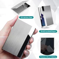 Premium Stainless Steel Business Card Holder - Ultra-thin Silver Metal Pocket Card Case for Men and Women Simple Design Wallet