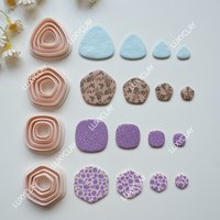 4pcs Geometric Shape Clay Molds, 4 Different Sizes Rounded Triangle, Square, Pentagon, Hexagon Clay Cutters for Jewelry Making